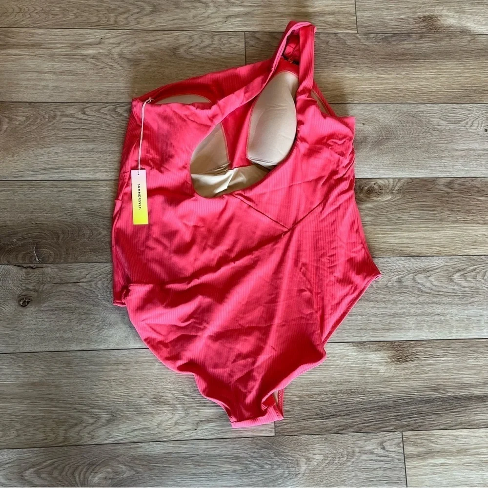 NWT Summersalt Size 22 Nantucket Red Ribbed Sidestroke One Piece Swimsuit